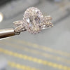 Jolics Handmade Oval Cut Double Row Stone Split Sterling Silver Engagement Ring - jolics