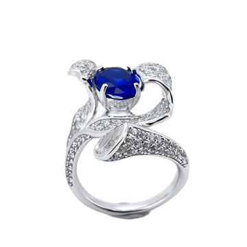 Irregular 925 Silver Cultivated Sapphire Ring