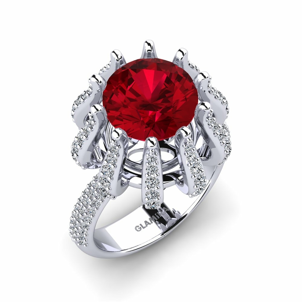 925 Silver Cultivated Ruby Crown Ring