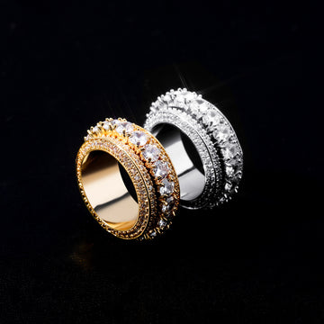 Jolics European and American  hit five-row zircon rotatable ring full of zircon hip-hop trendy personality rotating ring