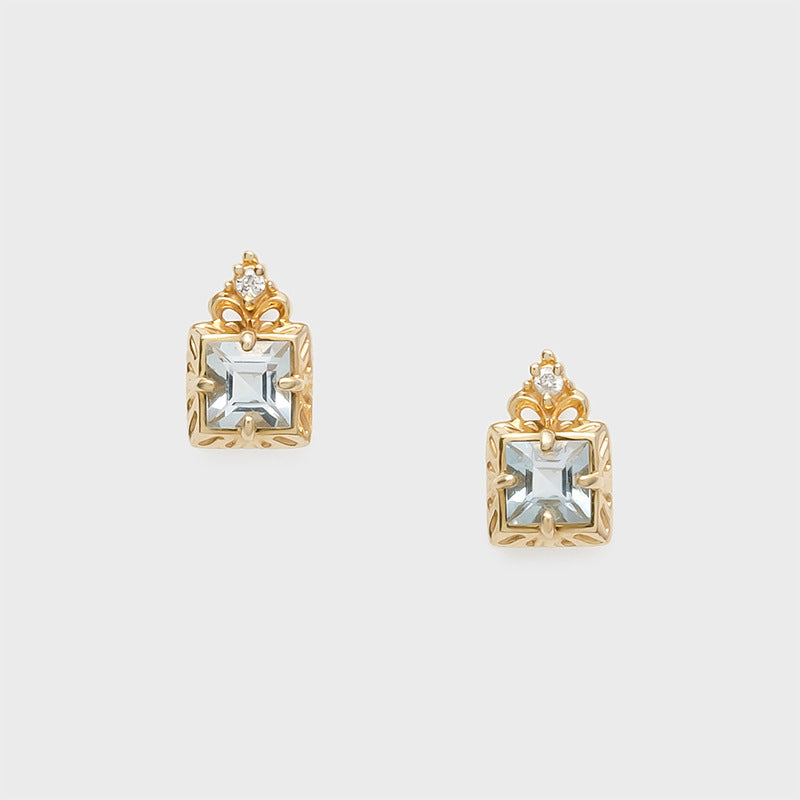 Jolics Jewelry same style simple square aquamarine zircon S925 silver plated 14k gold earrings