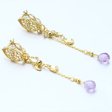 Jolics  retro exquisite earrings 925 silver Christmas limited amethyst hollow diamond ear buckles with tassel earrings