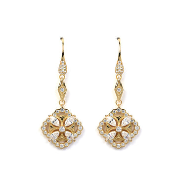 Jolics 2024 new high-end luxury 925 sterling silver gold-plated palace style long earrings