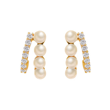 Jolics new style niche design simple temperament freshwater pearl earrings ete same style double row zircon earrings