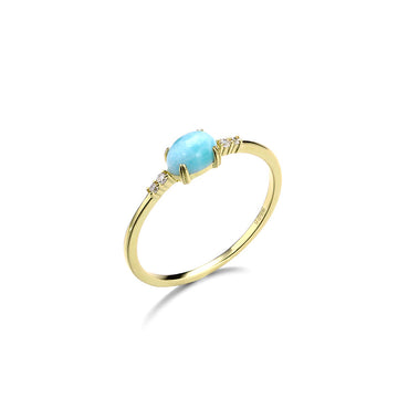 Jolics light luxury jewelry exquisite natural sea stone zircon ring super simple Larimar sterling silver