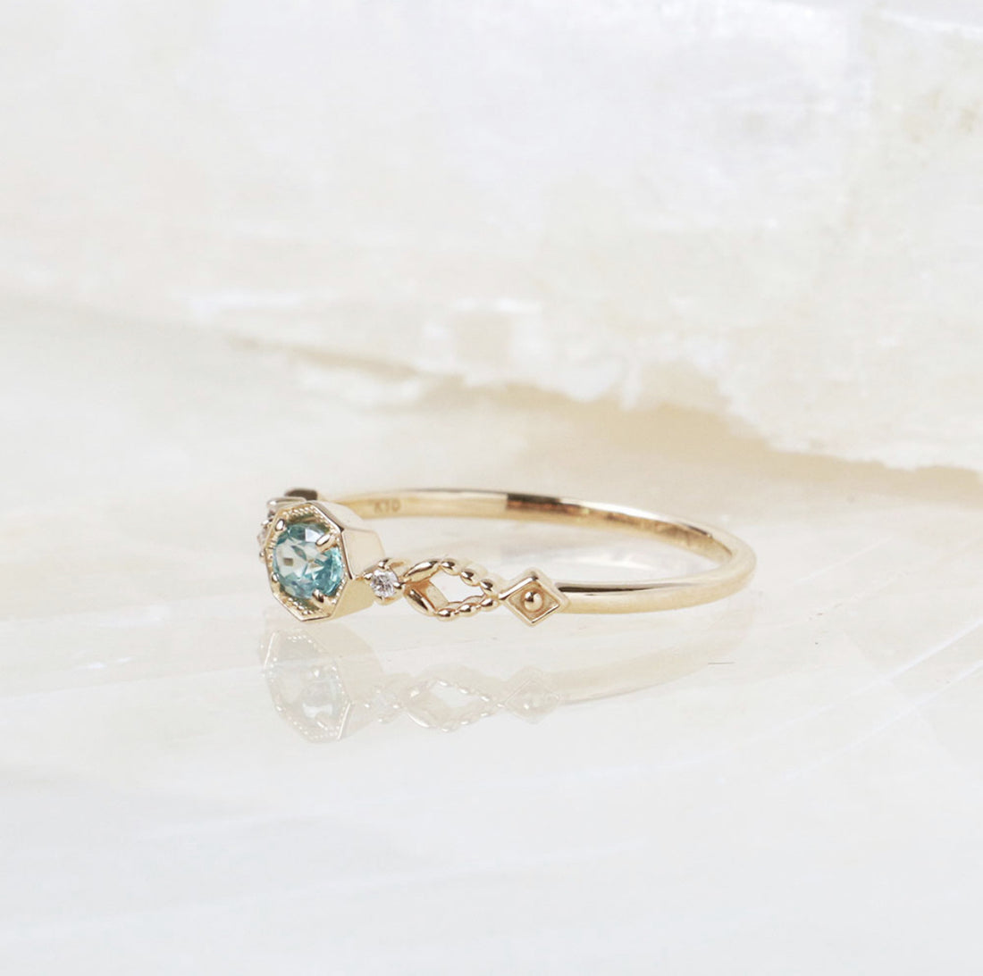 Jolics Jewelry 2024 Spring New Products  Simple Niche Style S925 Silver Apatite and White Zircon Ring