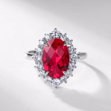 Jolics new light luxury pigeon egg cultured ruby ring S925 silver inlaid cultured colored gem ring European and American