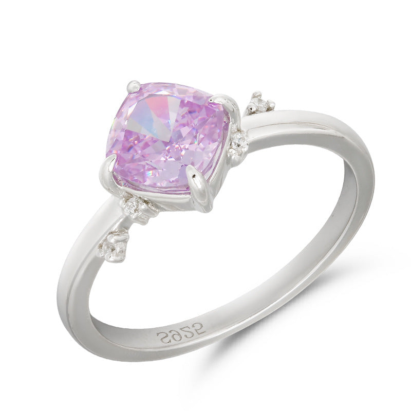 Jolics daily wear niche versatile lavender purple ice flower zircon white zircon ring