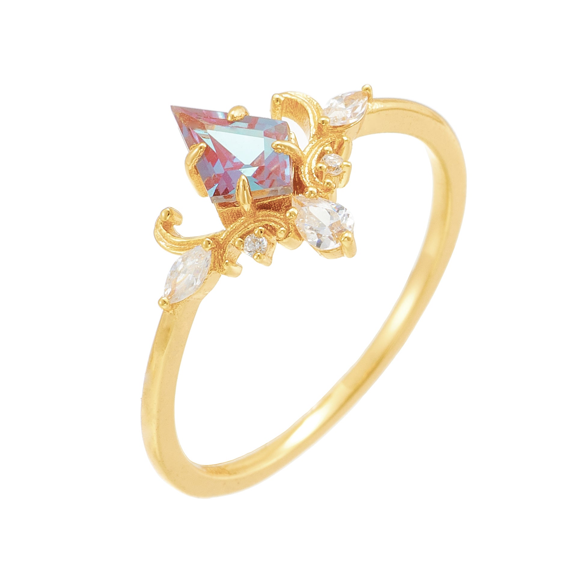 Jolics 2022 new Alexander color-changing gemstone ring palace luxury S925 silver gold-plated jewelry