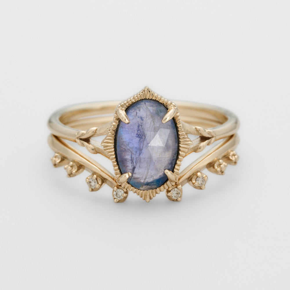 Jolics Jewelry  Light Luxury Night Sky Meteor S925 Silver Plated 14K Gold Iolite + Labradorite Ring