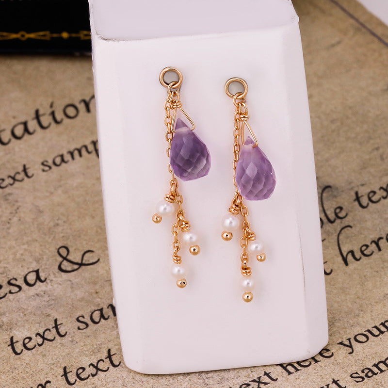 Jolics Jewelry  Retro Niche Light Luxury Style S925 Silver Plated 14K Gold Amethyst Earrings