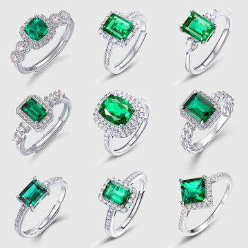 Jolics retro light luxury cultivated emerald ring S925 silver inlaid cultivated colored gemstone ring customized