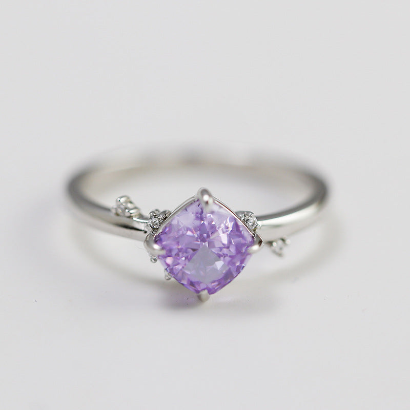 Jolics daily wear niche versatile lavender purple ice flower zircon white zircon ring