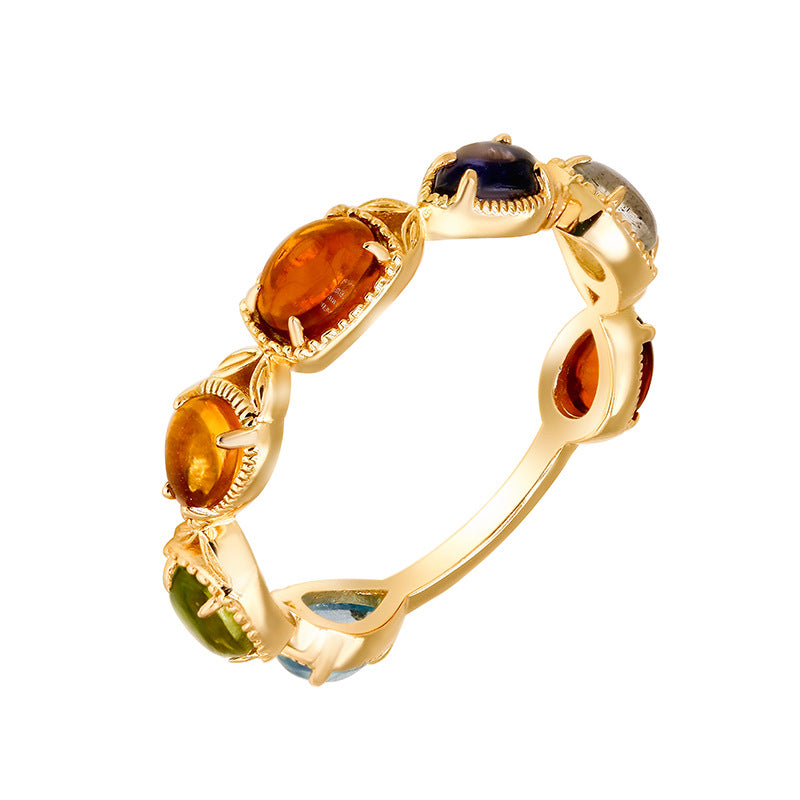 Jolics Jewelry 23 Spring New Product Artistic Retro S925 Silver Citrine Peridot Labradorite Ring