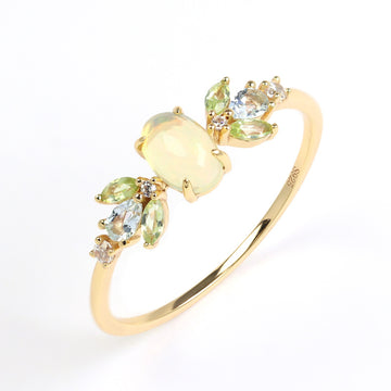 Jolics light luxury women's ring S925 silver gold-plated natural opal ring horse eye peridot high-end finger ring