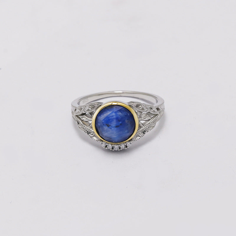 Jolics Jewelry  Daily Wear Artistic Retro Light Luxury S925 Silver Blue Crystal Ring