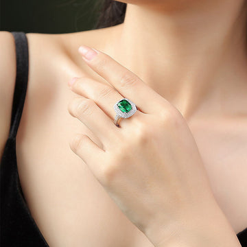 Jolics Jewelry Colored Gemstone Ring Women's S925 Silver Cultivated Emerald Ring Fashionable Encircled Fashion Gemstone Bracelet