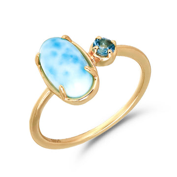 Jolics Jewelry Daily Wear Niche Light Luxury Egg-shaped Sea Stone London Blue Ring