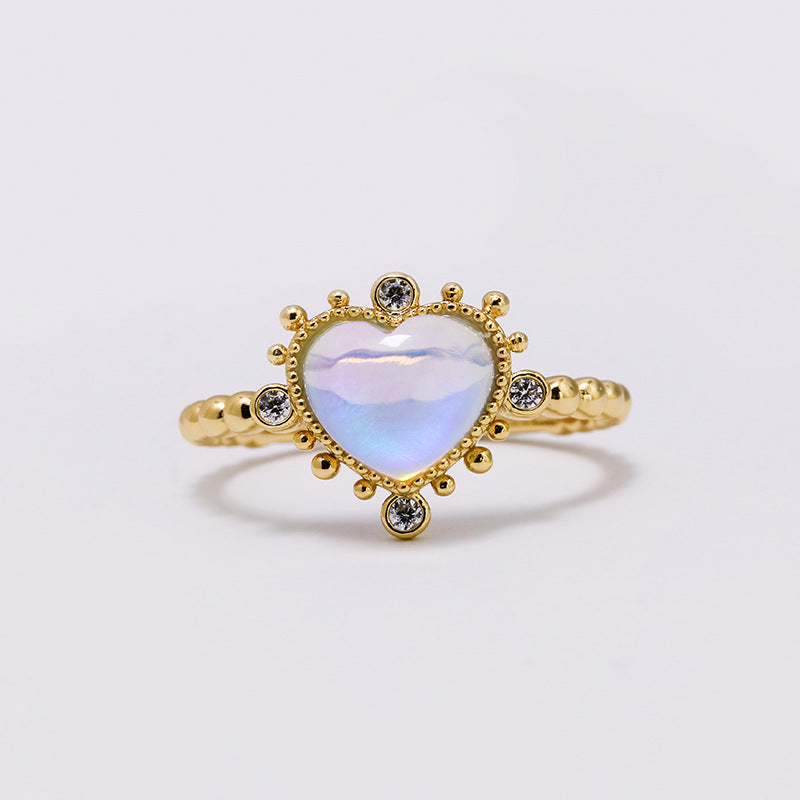 Jolics Jewelry Sweet Princess Style S925 Aurora Opal White Zircon Ring