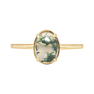 Jolics New fashion niche design ring natural water grass agate ring female S925 sterling silver gold plated