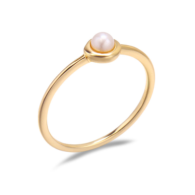 Jolics light luxury jewelry 925 sterling silver simple and versatile 2021 spring natural pearl marshmallow ring female new style