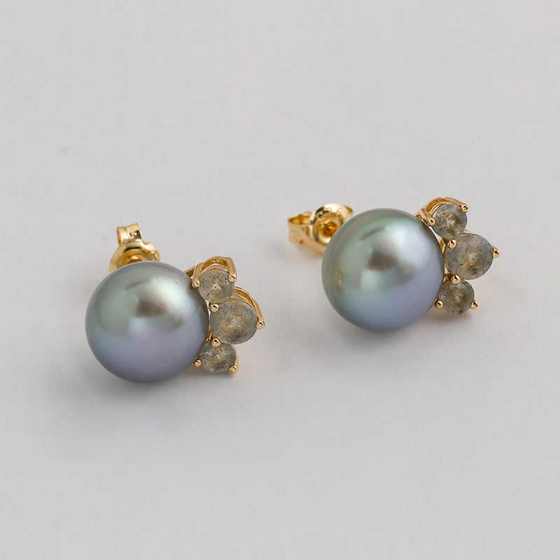 Jolics Jewelry   Retro Light Luxury Style S925 Silver Plated 14k Gold Pearl Earrings