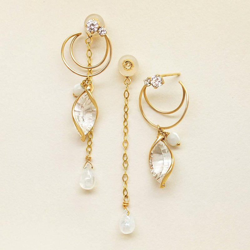 Jolics jewelry TANK UP same style detachable earrings summer new S925 sterling silver natural white crystal earrings