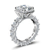 Jolics 6ct Stunning Radiant Cut 925 Sterling Silver Halo Ring