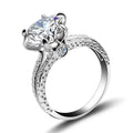 11.0 CT Round Cut Triple Row Stone Split Sterling Silver Engagement Ring JI0157 - jolics