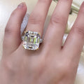 14.0 CT Emerald Cut Sterling Silver Ring - jolics