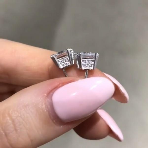 2.0 each Princess Cut Sterling Silver Stud Earrings - jolics