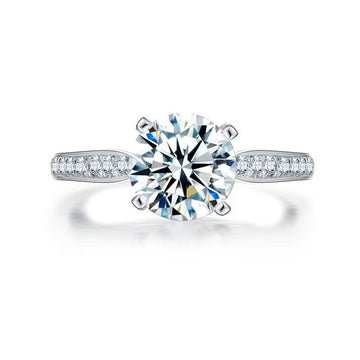 2.0CT Classic Round Cut Ring with Accents - jolics