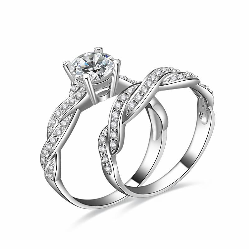 Intertwined Round Cut Ring Set - jewel-inside