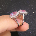 5.0 CT Flower Pink Stone Halo Sterling Silver Ring - jolics