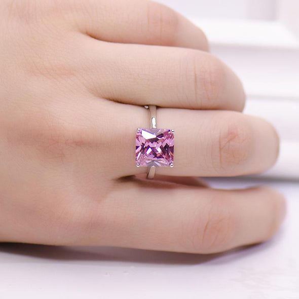 6.0 CT Princess Cut Pink Stone Ring - jolics