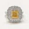 8 CT Fancy Yellow Cushion Cut Flower Design Sterling Silver Ring - jolics