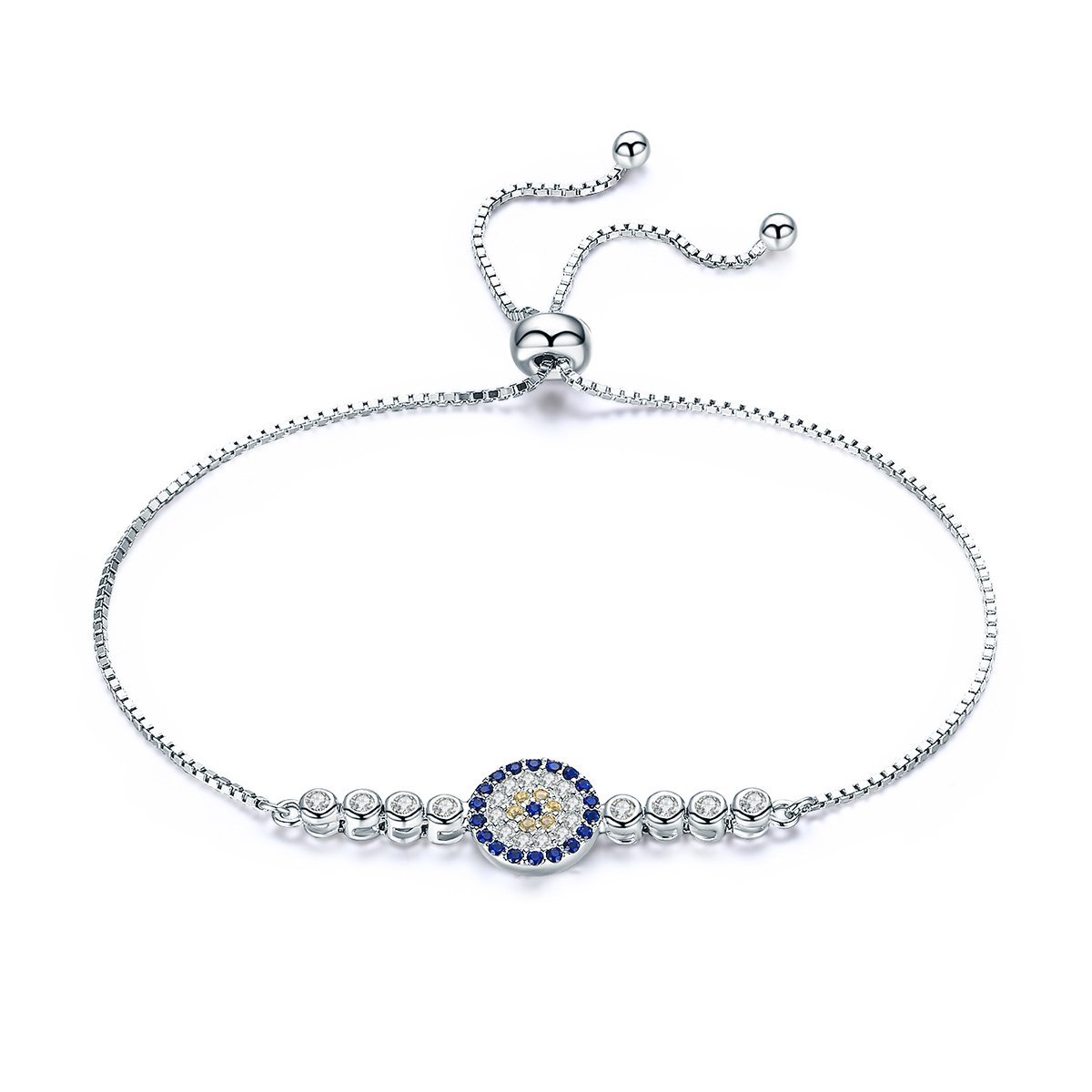 925 Sterling Silver Blue Eye Turkish Bracelet With Gemstone - jolics