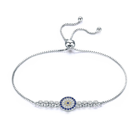 925 Sterling Silver Blue Eye Turkish Bracelet With Gemstone - jolics