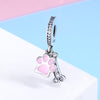 Pink Dog Claw 925 Sterling Silver Dangle Charm