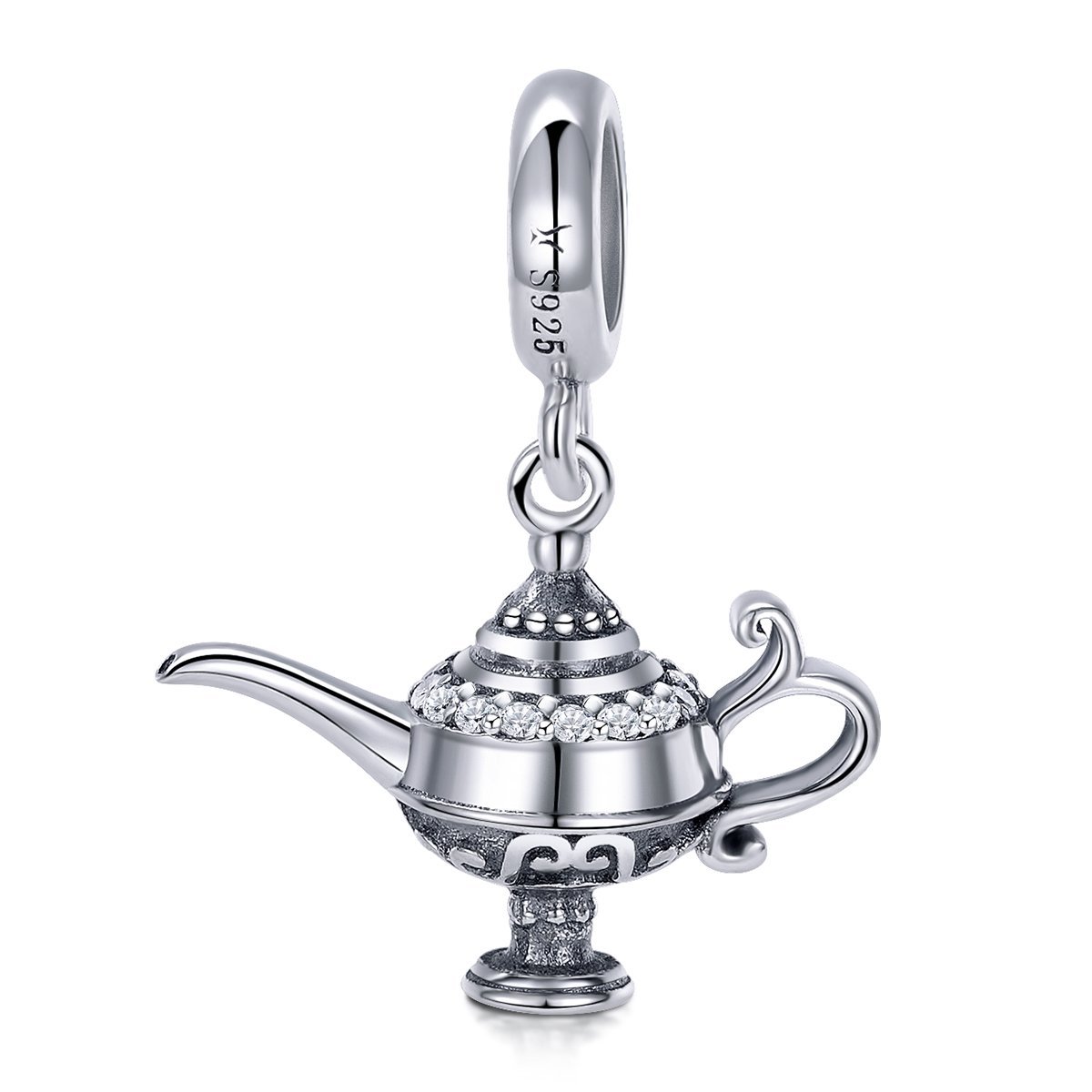 Aladdin's Lamp 925 Sterling Silver Dangle Charm - jolics