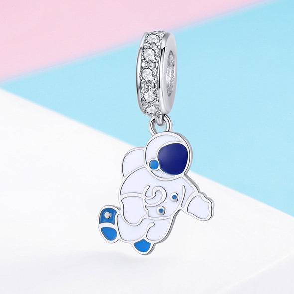 Astronaut 925 Sterling Silver Dangle Charm - jolics