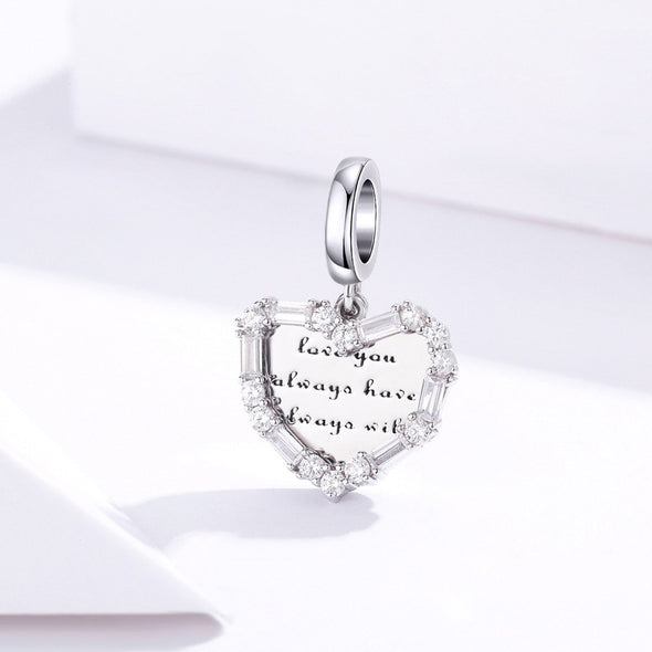 Beautiful Heart 925 Sterling Silver Dangle Charm - jolics