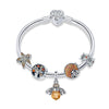 Bee and Flower 925 Sterling Silver Beads Bracelet - jolics