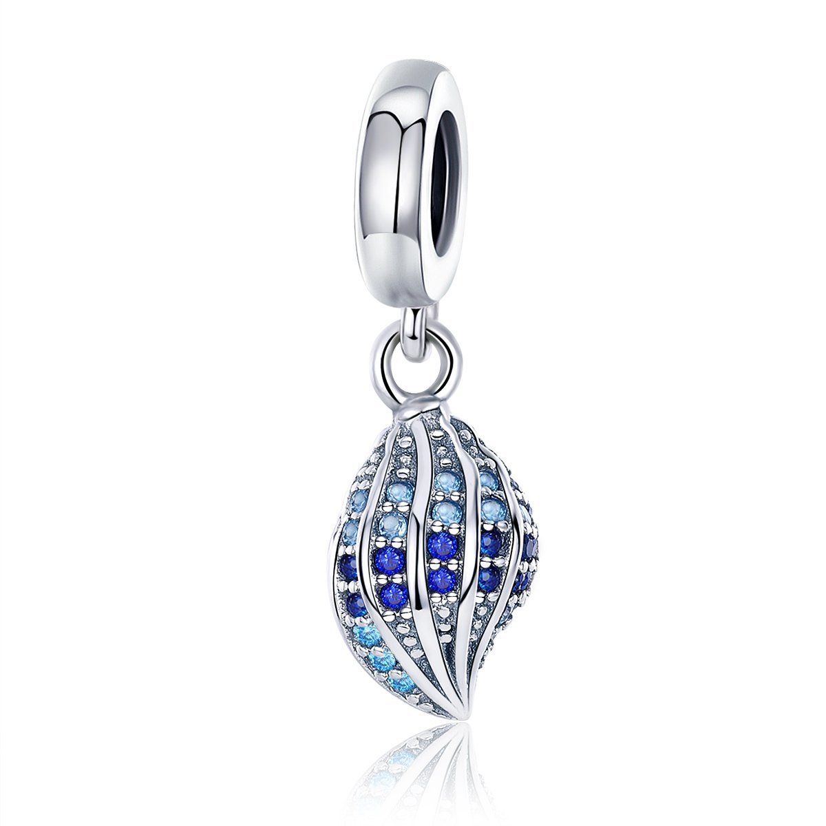 Blue Conch 925 Sterling Silver Dangle Charm - jolics