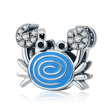 Blue Crab 925 Sterling Silver Bead Charm - jolics