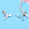 Blue Fish Tail 925 Sterling Silver Dangle Charm - jolics