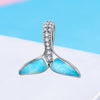 Blue Fish Tail 925 Sterling Silver Dangle Charm - jolics