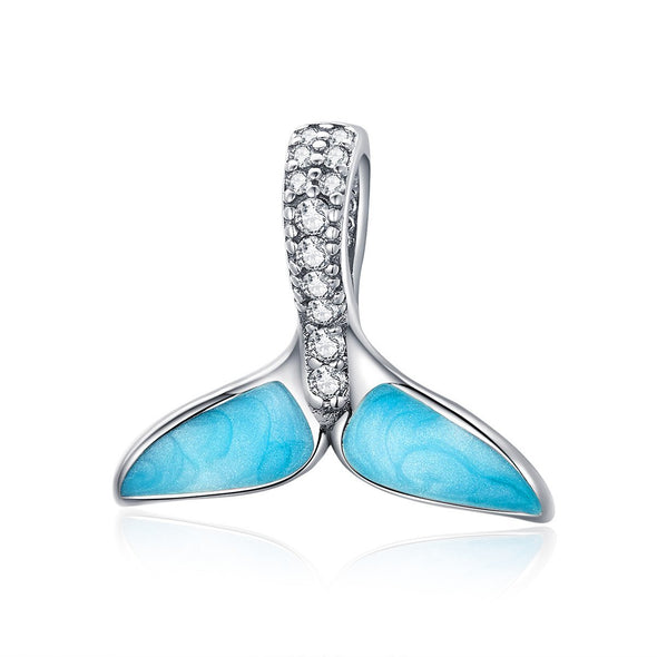 Blue Fish Tail 925 Sterling Silver Dangle Charm - jolics