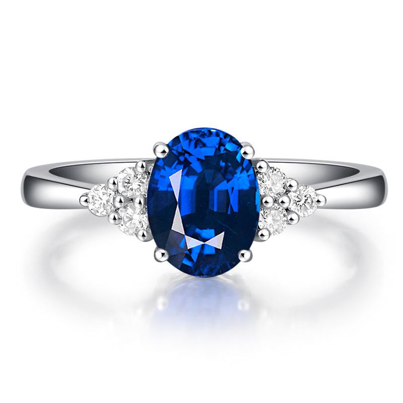 Blue Oval Cut 925 Sterling Silver Ring - jolics