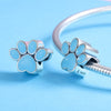 Blue Paw Heart Shape 925 Sterling Silver Bead Charm - jolics